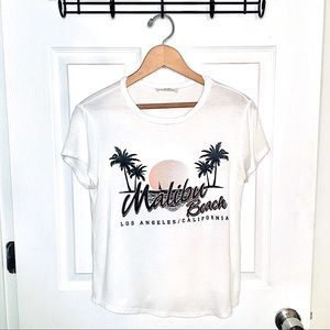 Malibu Beach California Palm Tree Sun Graphic Tee